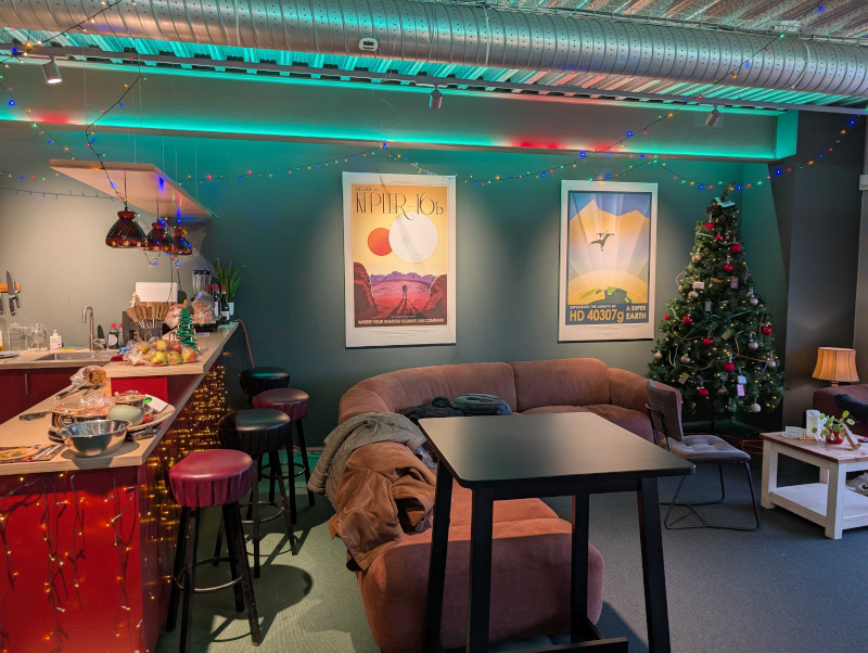 The new LED lighting strips and spotlights illuminating the OSSO office